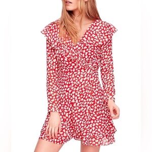 FP Free People Frenchie Red V-Neck Long Sleeve Wrap Dress sz XS